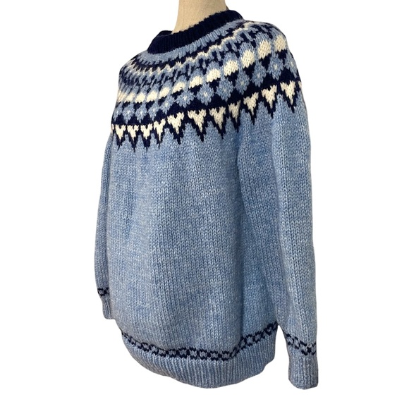 SOLD — Hand Knitted Fair Isle Long Sleeve Pullover Sweater - Picture 4 of 8